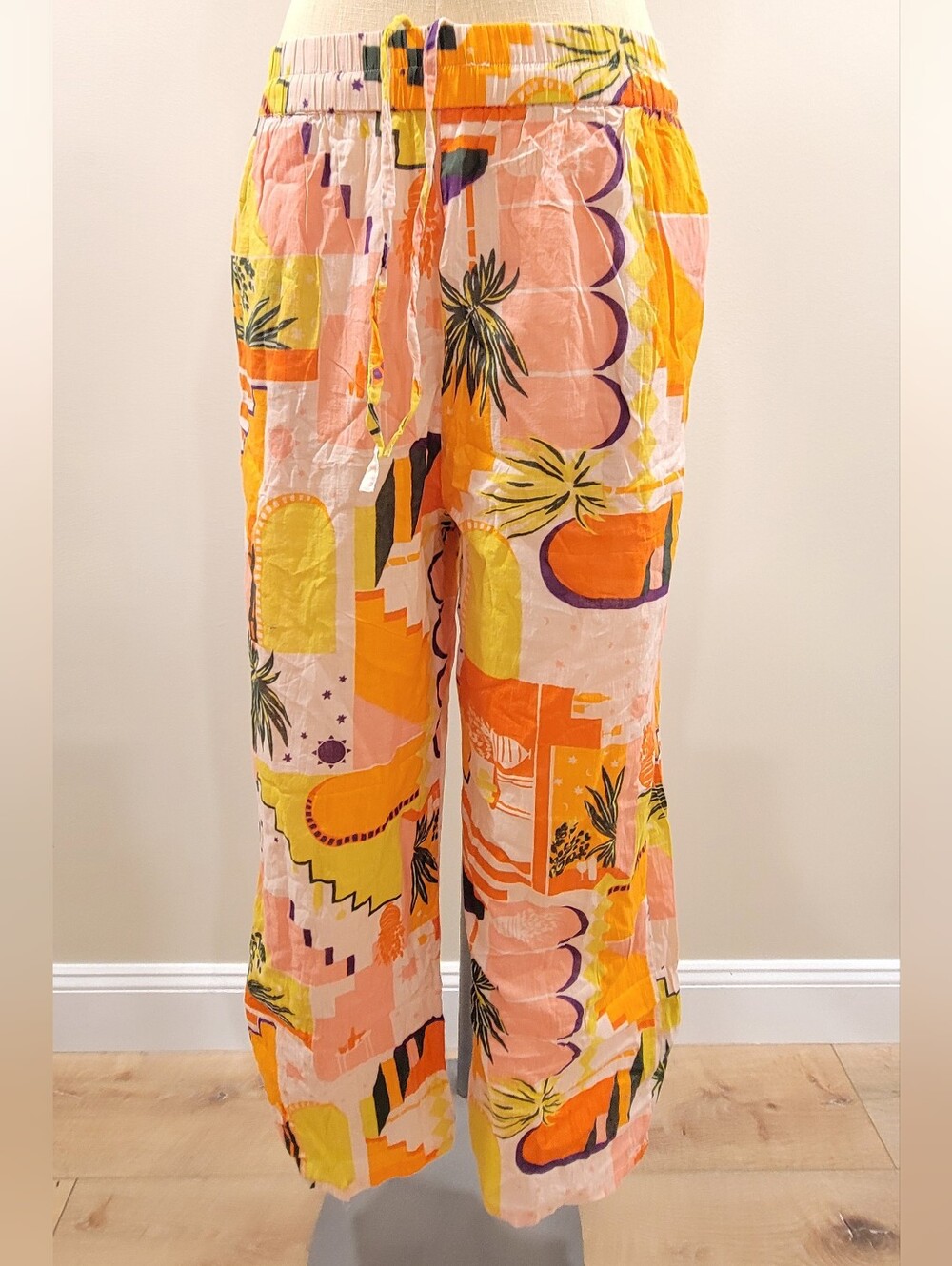 Haute Hippie Tropical Abstract Wide-Leg Pants